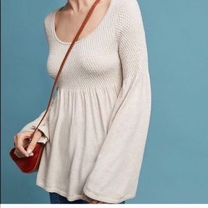 Anthropologie knitted and knotted smock neck top